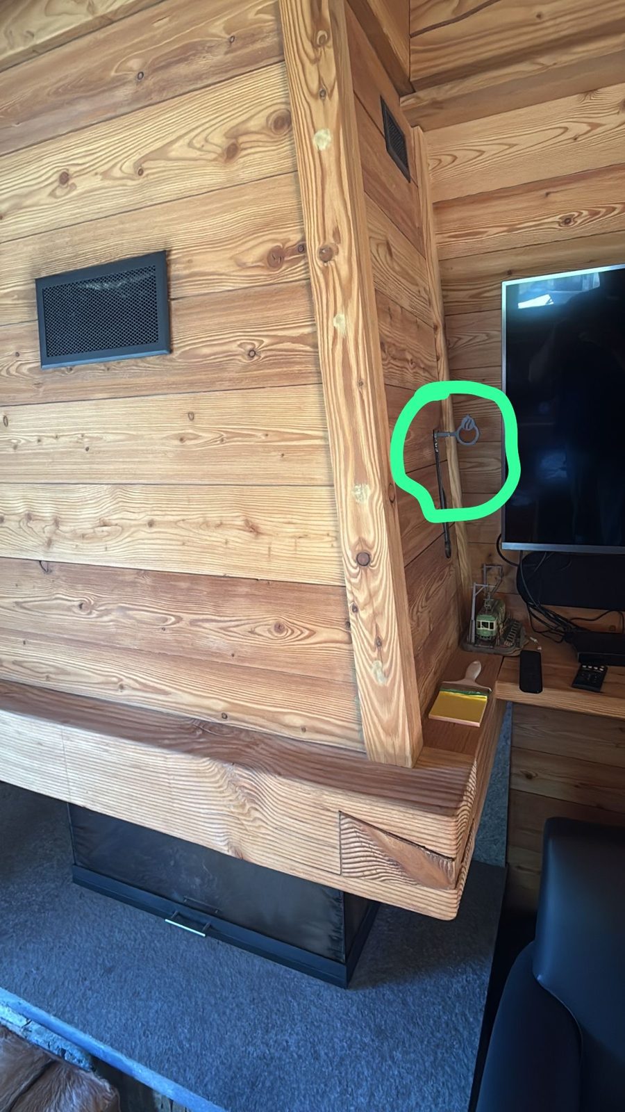 The fireplace air intake knob